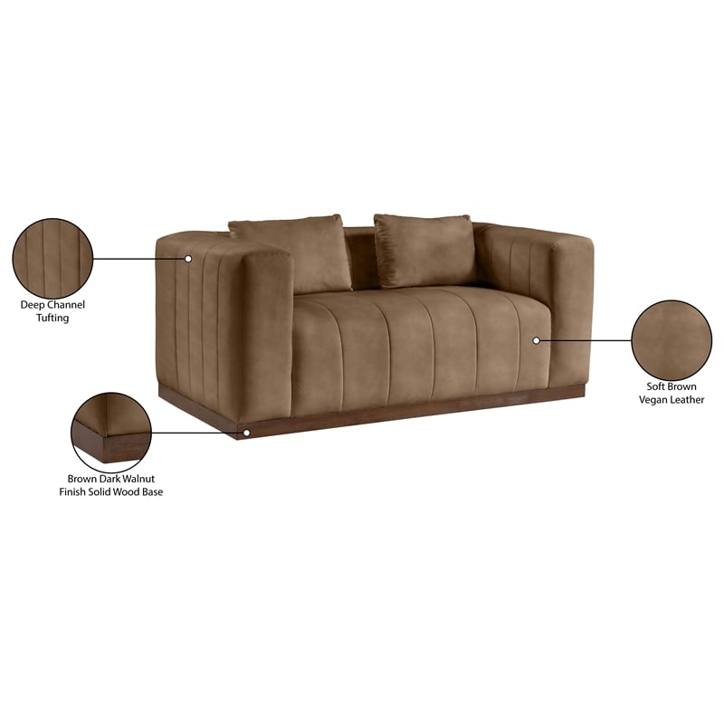 Meridian Furniture Mallina Brown Vegan Leather Loveseat