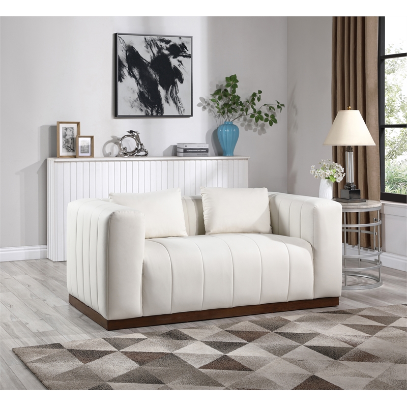 Meridian Furniture Mallina Cream Vegan Leather Loveseat
