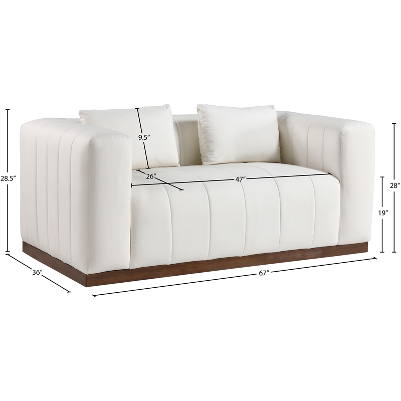 Meridian Furniture Mallina Cream Vegan Leather Loveseat