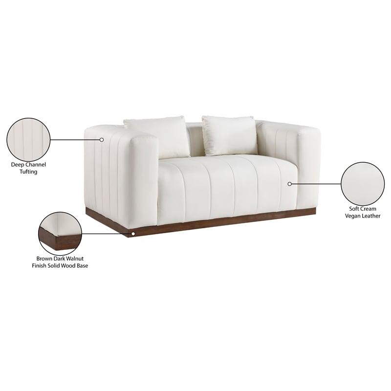 Meridian Furniture Mallina Cream Vegan Leather Loveseat