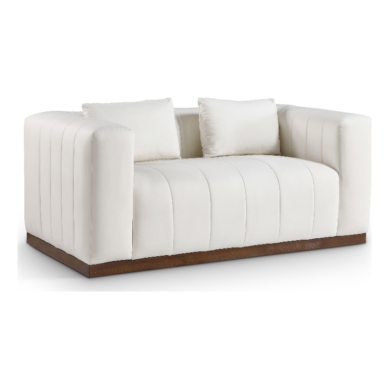 Meridian Furniture Mallina Cream Vegan Leather Loveseat
