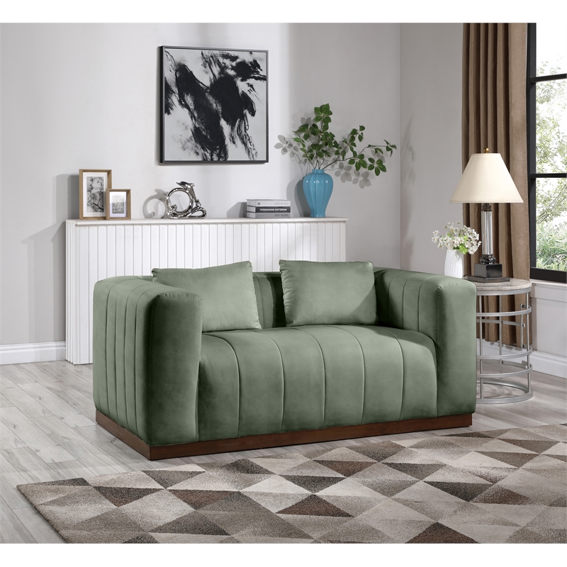 Meridian Furniture Mallina Green Vegan Leather Loveseat