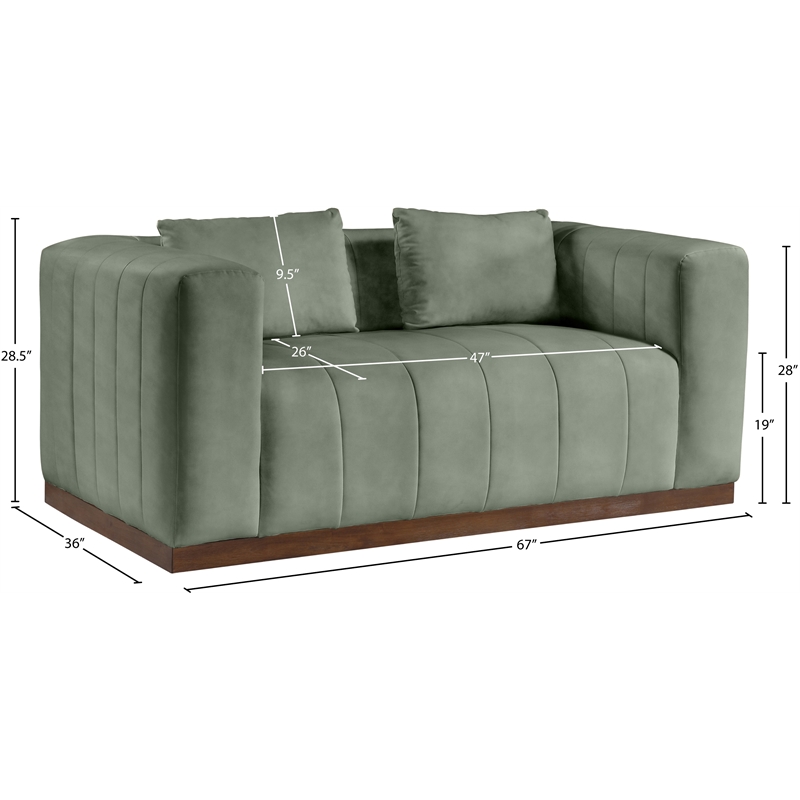 Meridian Furniture Mallina Green Vegan Leather Loveseat