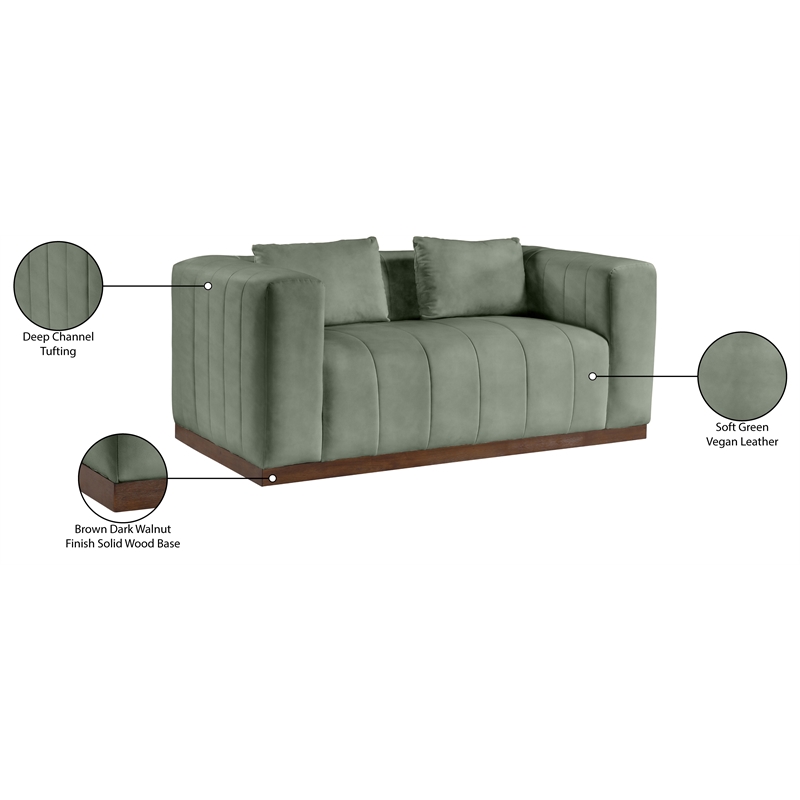 Meridian Furniture Mallina Green Vegan Leather Loveseat