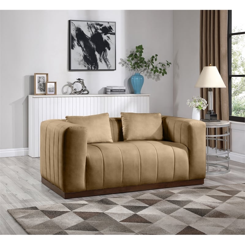 Meridian Furniture Mallina Tan Vegan Leather Loveseat