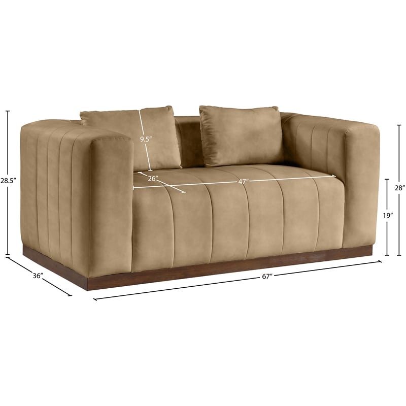 Meridian Furniture Mallina Tan Vegan Leather Loveseat