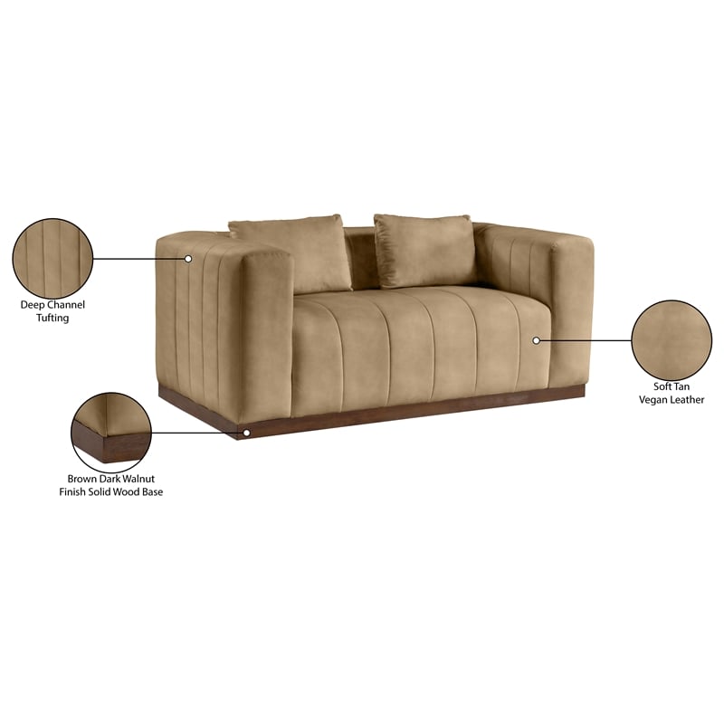 Meridian Furniture Mallina Tan Vegan Leather Loveseat