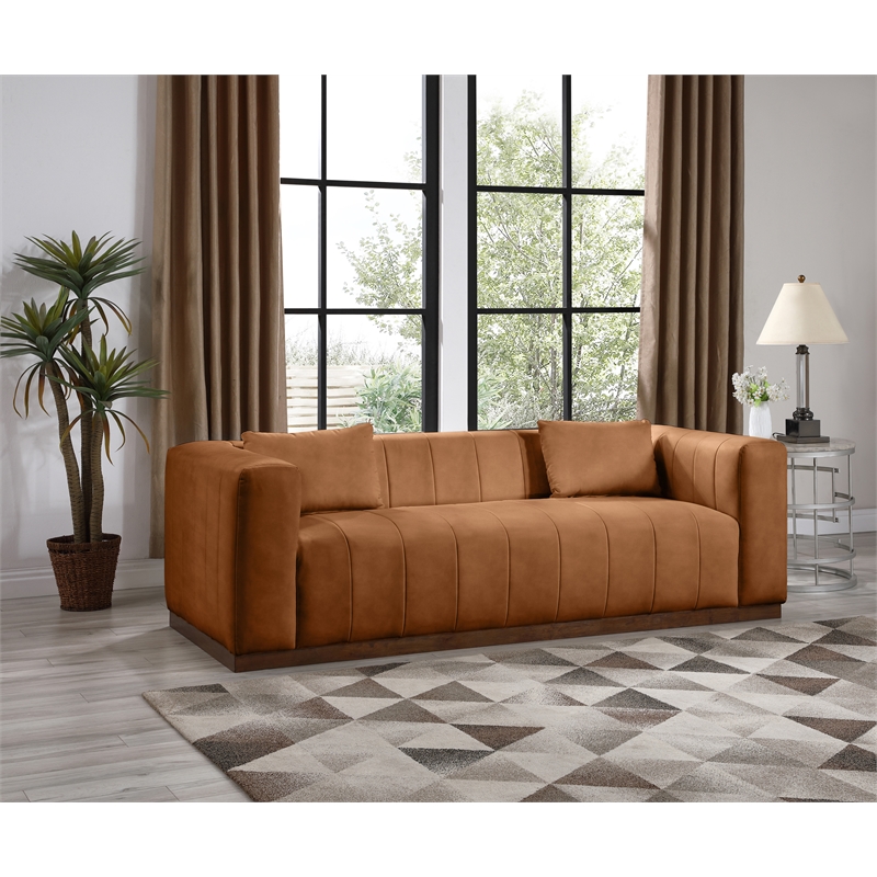 Meridian Furniture Mallina Cognac Vegan Leather Sofa