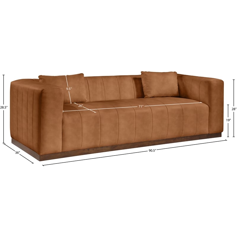 Meridian Furniture Mallina Cognac Vegan Leather Sofa