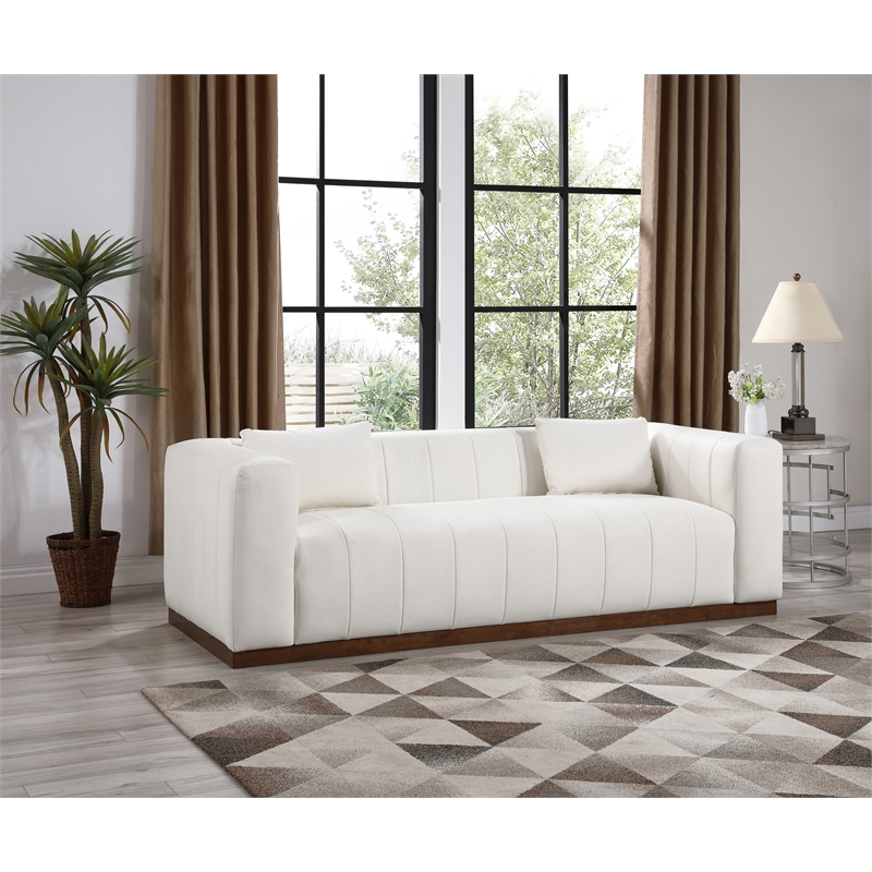 Meridian Furniture Mallina Cream Vegan Leather Sofa