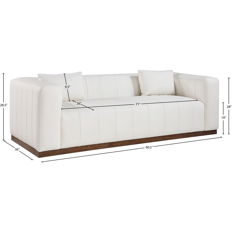 Meridian Furniture Mallina Cream Vegan Leather Sofa