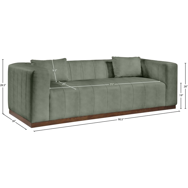 Meridian Furniture Mallina Green Vegan Leather Sofa