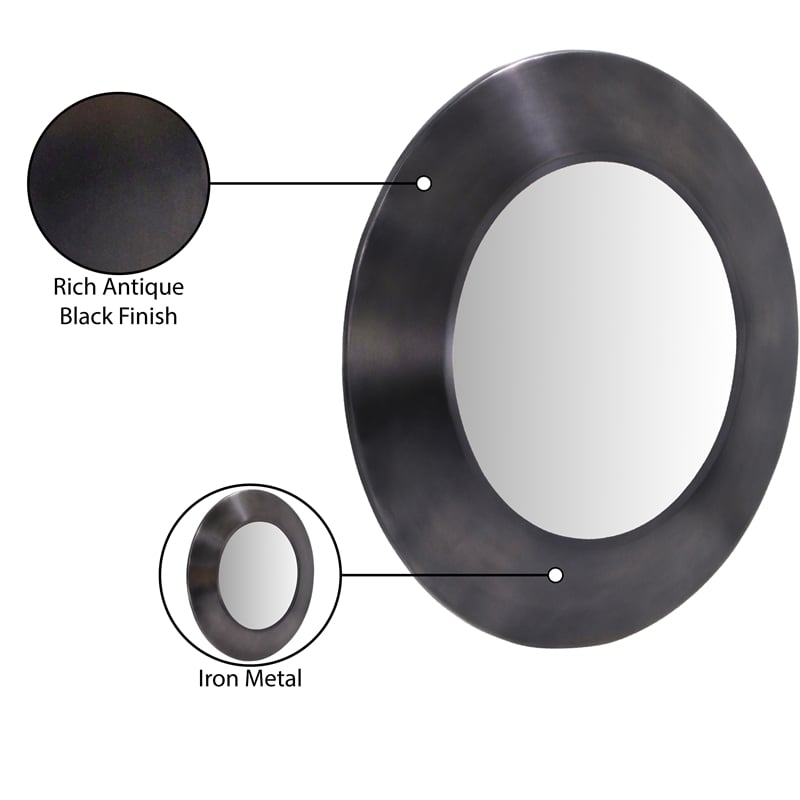 Meridian Furniture Sphere Black Iron Framed Mirror