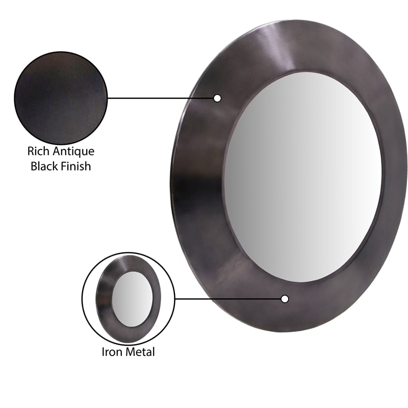 Meridian Furniture Sphere Black Iron Framed Mirror