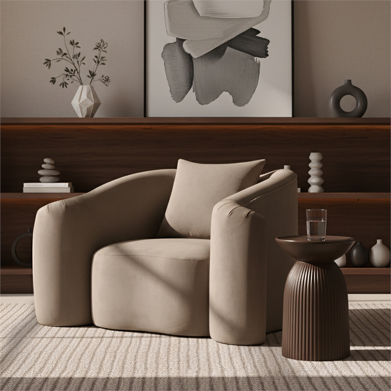 Meridian Furniture Destin Taupe Velvet Accent Chair