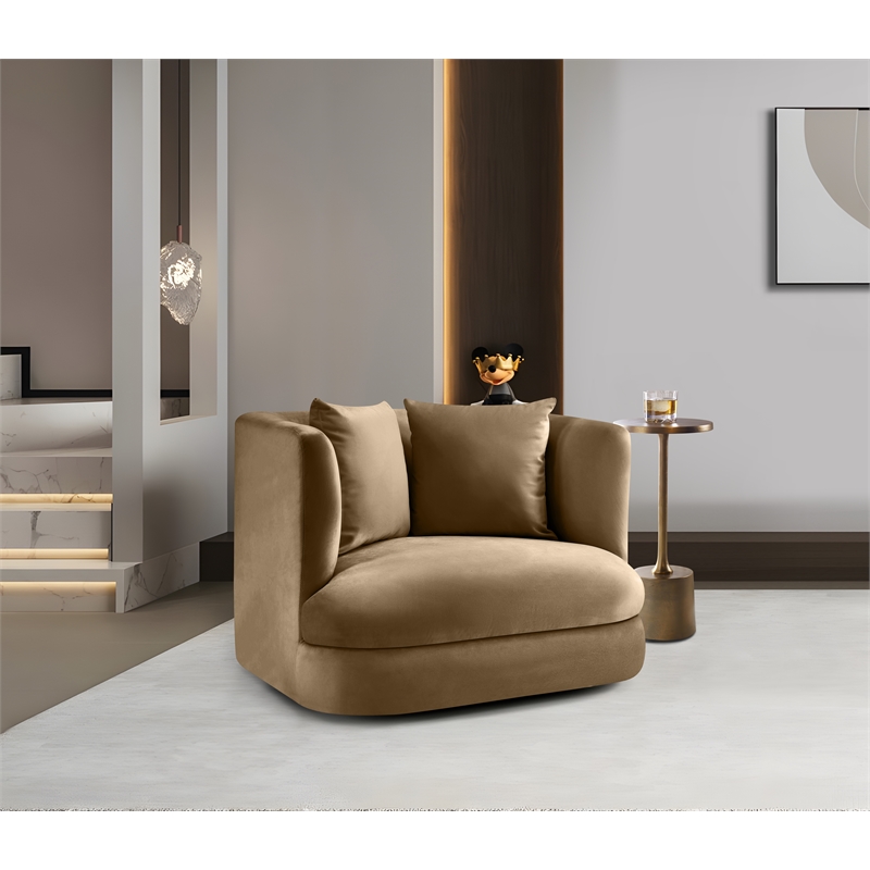 Meridian Furniture Alder Beige Velvet Accent Chair