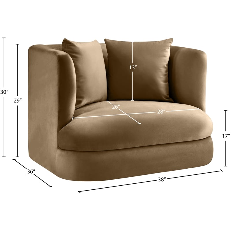 Meridian Furniture Alder Beige Velvet Accent Chair