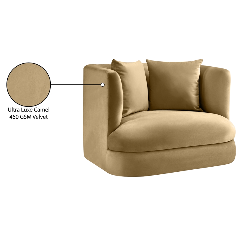 Meridian Furniture Alder Camel Velvet Accent Chair