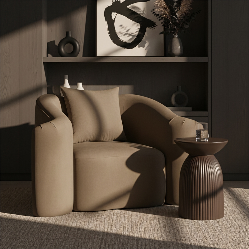 Meridian Furniture Destin Beige Velvet Accent Chair