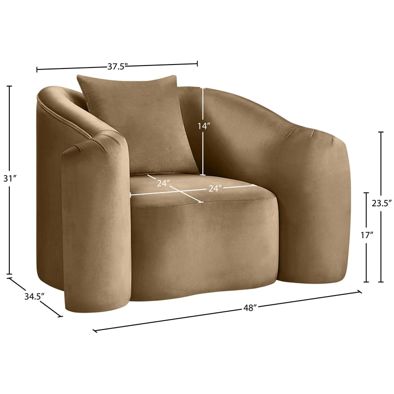 Meridian Furniture Destin Beige Velvet Accent Chair