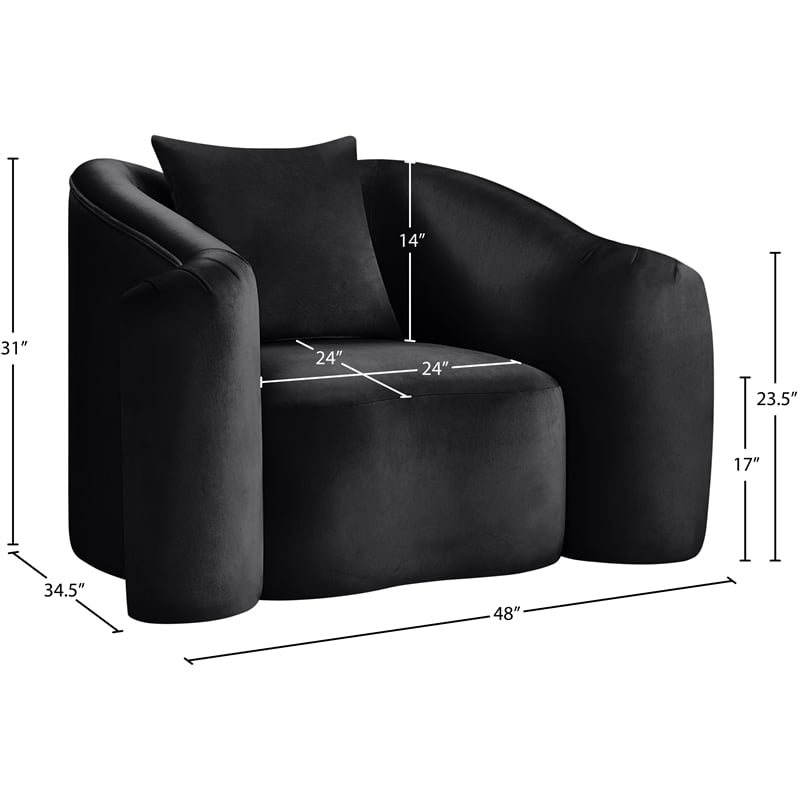 Meridian Furniture Destin Black Velvet Accent Chair
