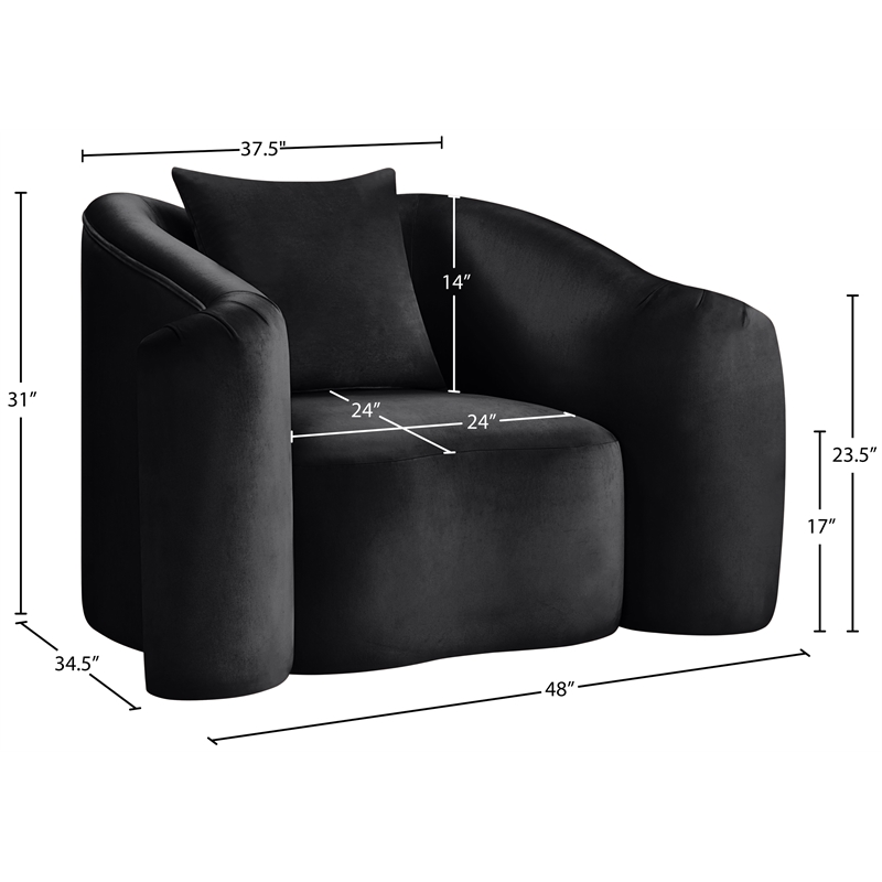 Meridian Furniture Destin Black Velvet Accent Chair