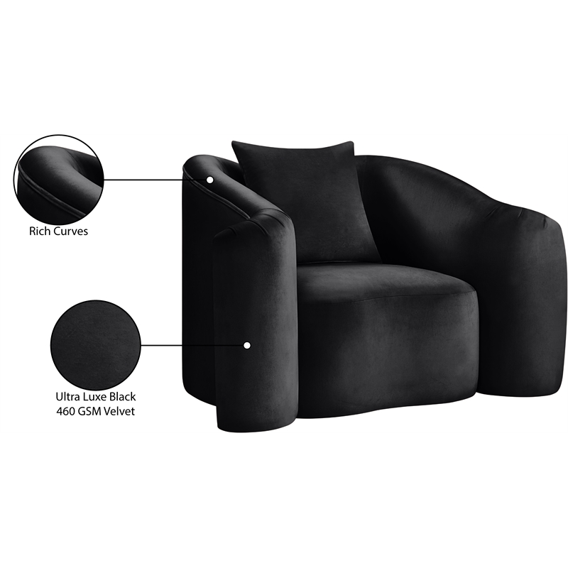Meridian Furniture Destin Black Velvet Accent Chair