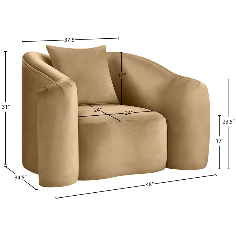 Meridian Furniture Destin Camel Velvet Accent Chair
