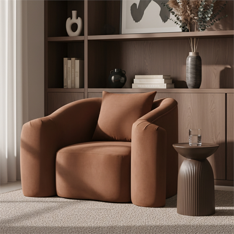 Meridian Furniture Destin Cognac Velvet Accent Chair