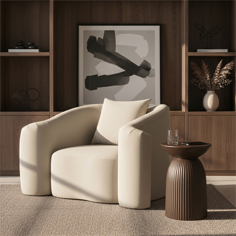 Meridian Furniture Destin Cream Velvet Accent Chair