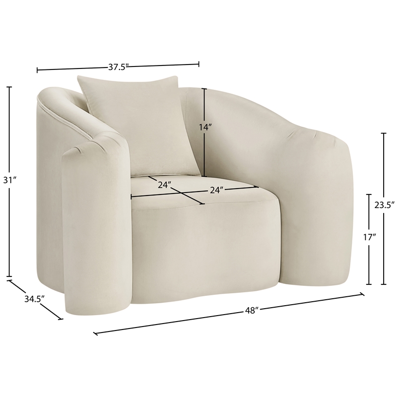 Meridian Furniture Destin Cream Velvet Accent Chair