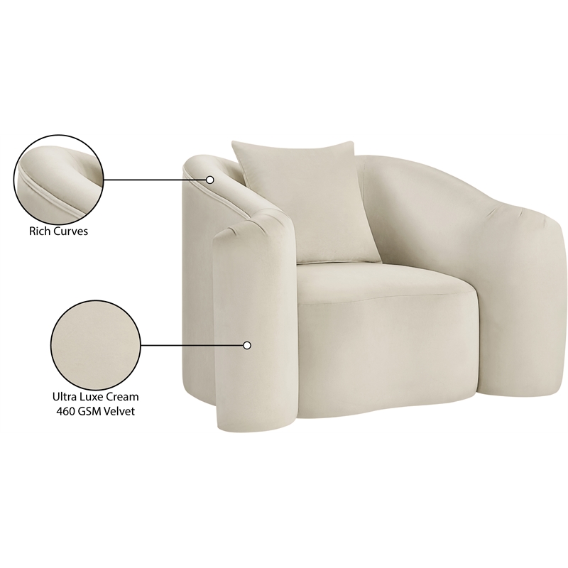 Meridian Furniture Destin Cream Velvet Accent Chair