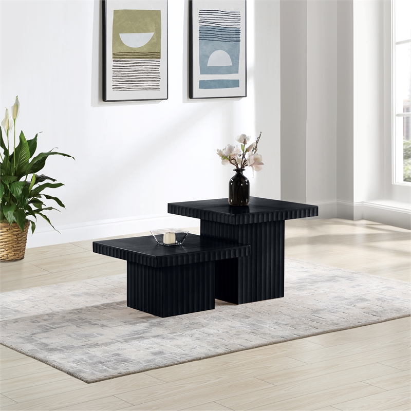 Meridian Furniture Spencer 2-Piece Black Oak Veneer Coffee Table