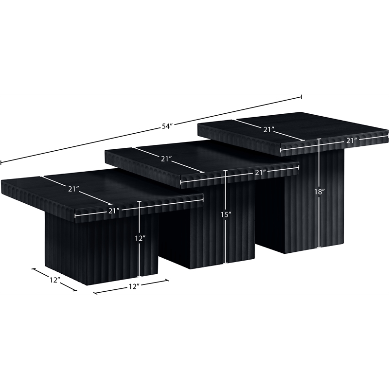 Meridian Furniture Spencer 3-Piece Black Oak Veneer Coffee Table