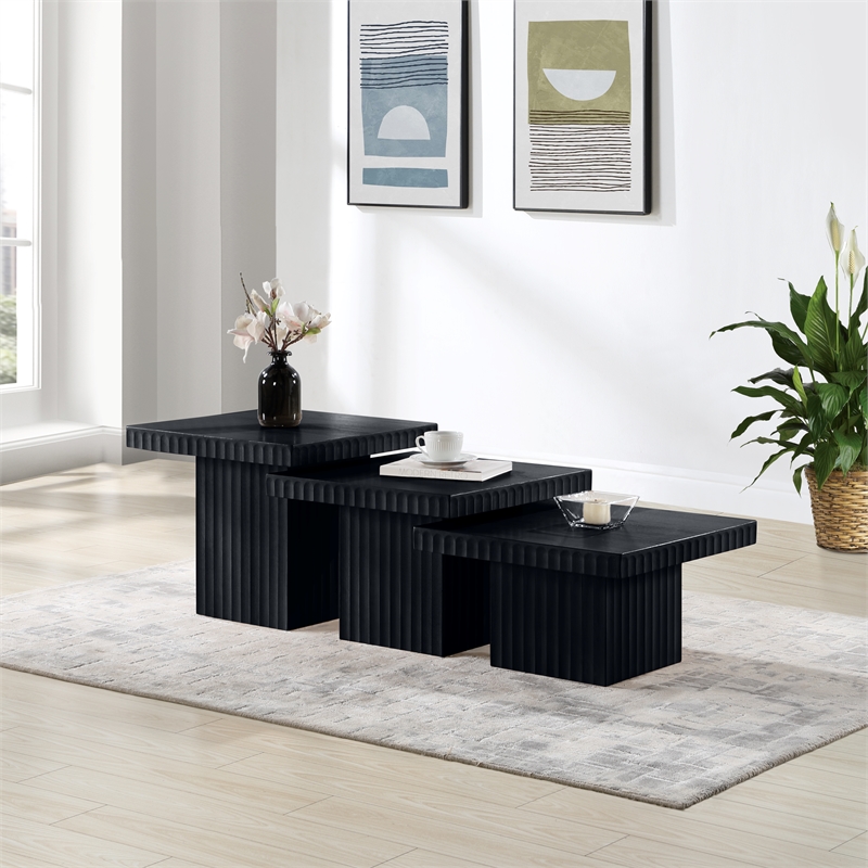 Meridian Furniture Spencer 3-Piece Black Oak Veneer Coffee Table