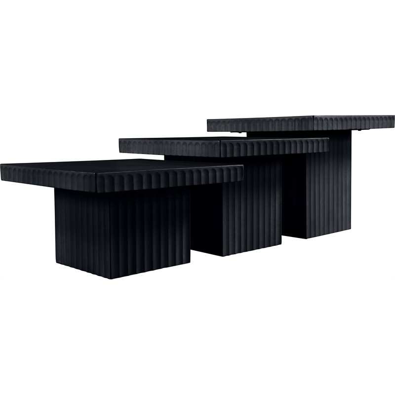 Meridian Furniture Spencer 3-Piece Black Oak Veneer Coffee Table