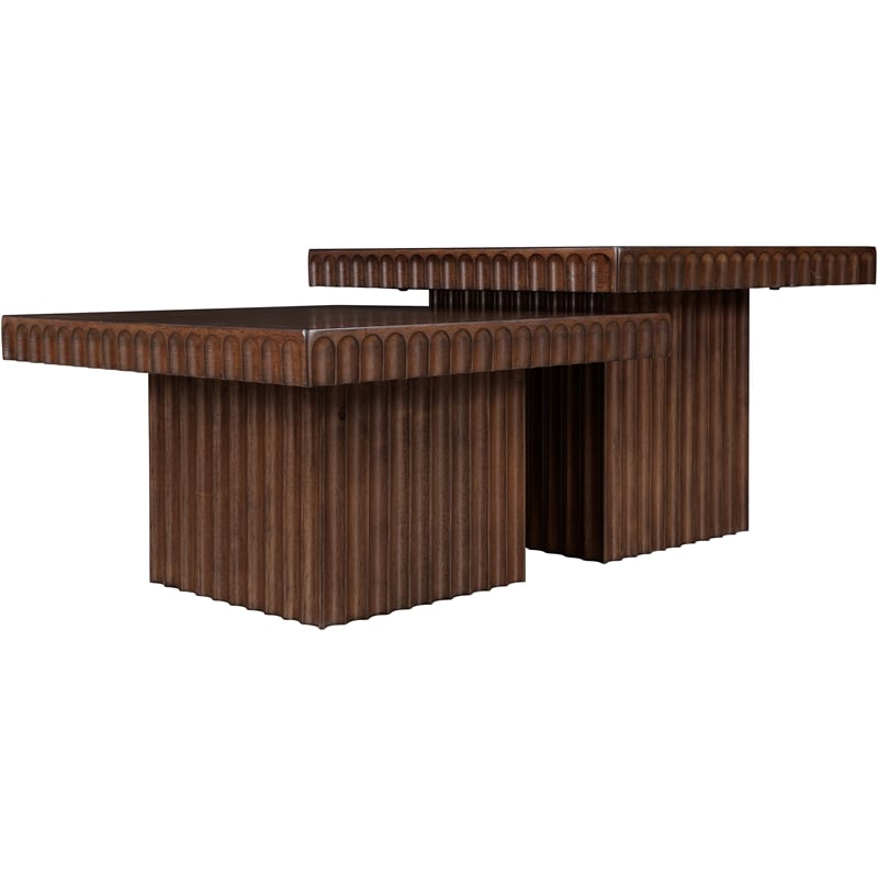 Meridian Furniture Spencer 2-Piece Brown Oak Veneer Coffee Table