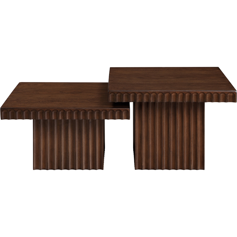 Meridian Furniture Spencer 2-Piece Brown Oak Veneer Coffee Table