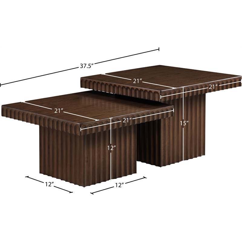 Meridian Furniture Spencer 2-Piece Brown Oak Veneer Coffee Table