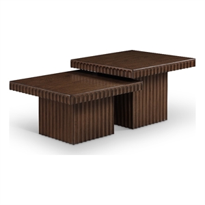 meridian furniture spencer 2-piece brown oak veneer coffee table