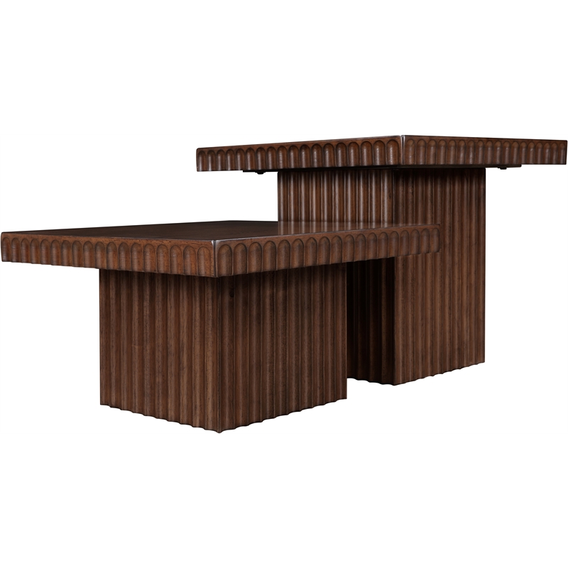 Meridian Furniture Spencer 2-Piece Brown Oak Veneer Coffee Table