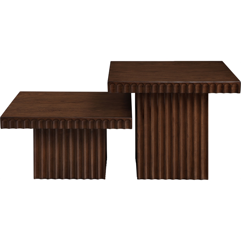 Meridian Furniture Spencer 2-Piece Brown Oak Veneer Coffee Table
