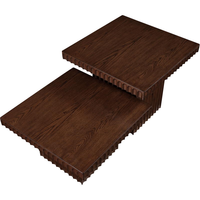 Meridian Furniture Spencer 2-Piece Brown Oak Veneer Coffee Table