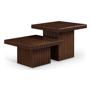 meridian furniture spencer 2-piece brown oak veneer coffee table