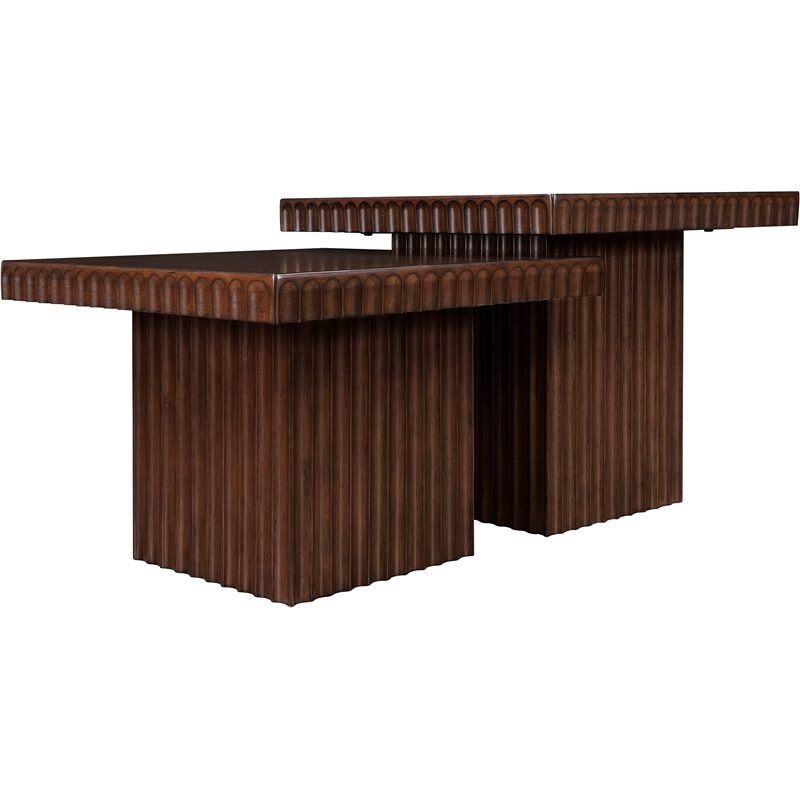 Meridian Furniture Spencer 2-Piece Brown Oak Veneer Coffee Table