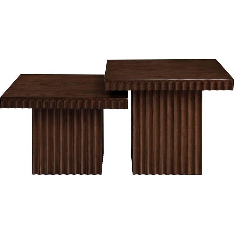 Meridian Furniture Spencer 2-Piece Brown Oak Veneer Coffee Table