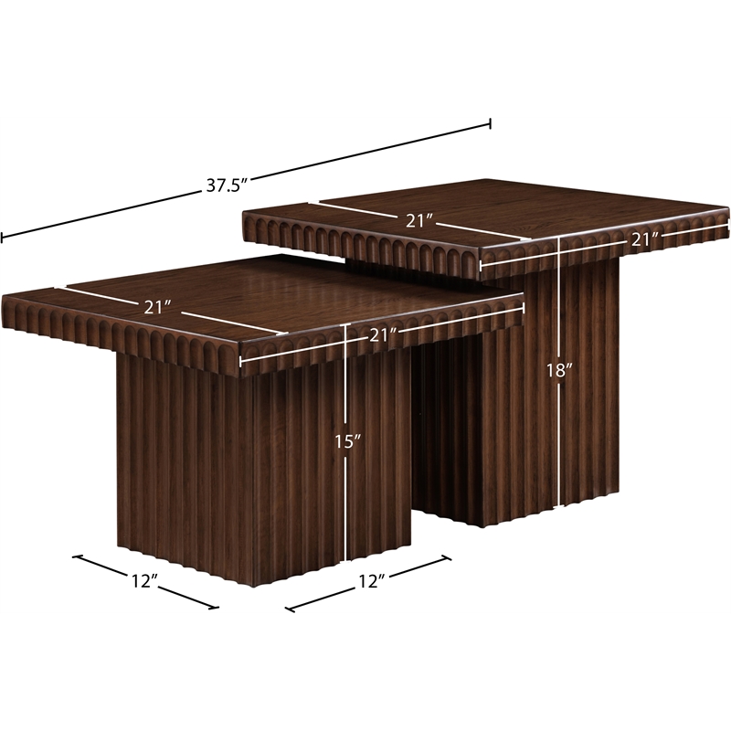 Meridian Furniture Spencer 2-Piece Brown Oak Veneer Coffee Table