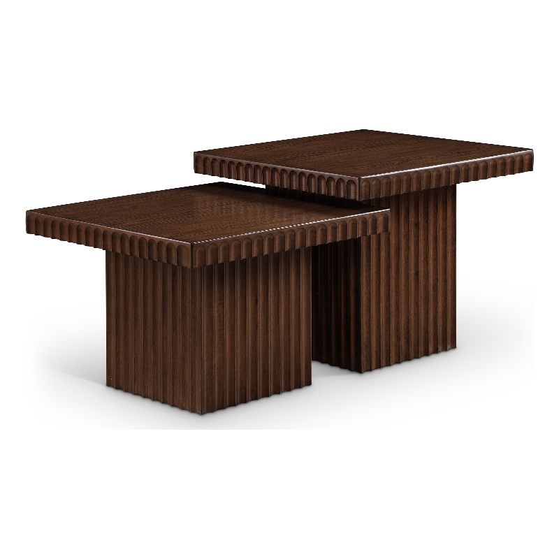 Meridian Furniture Spencer 2-Piece Brown Oak Veneer Coffee Table