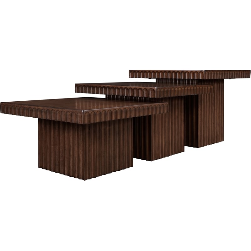 Meridian Furniture Spencer 3-Piece Brown Oak Veneer Coffee Table