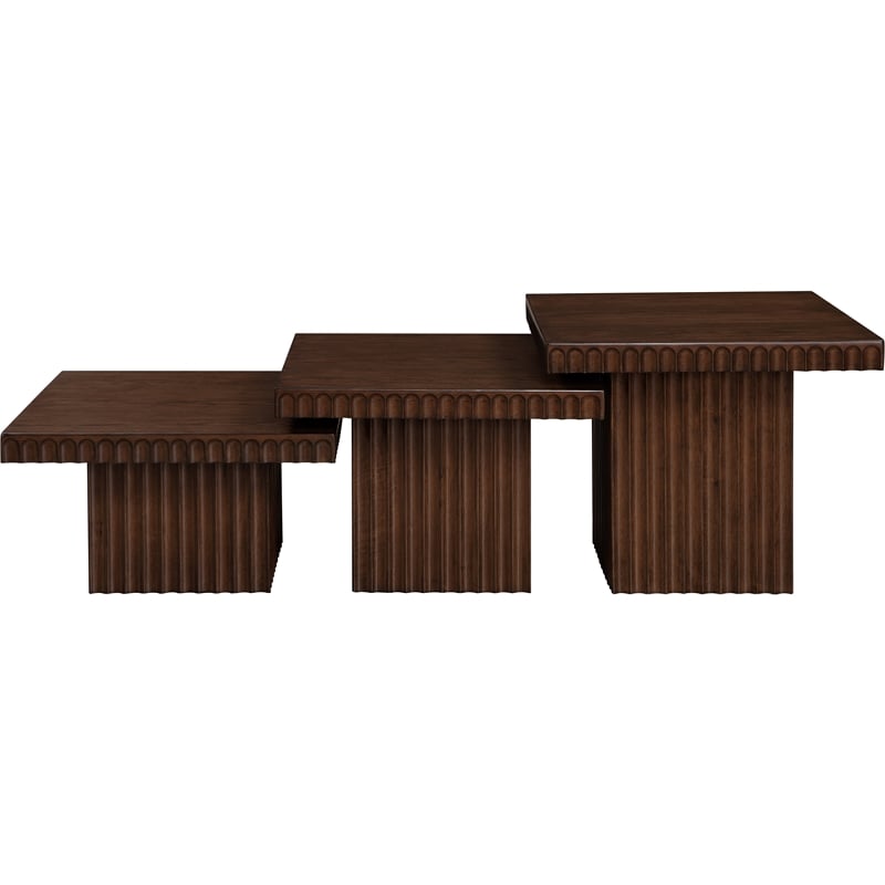 Meridian Furniture Spencer 3-Piece Brown Oak Veneer Coffee Table